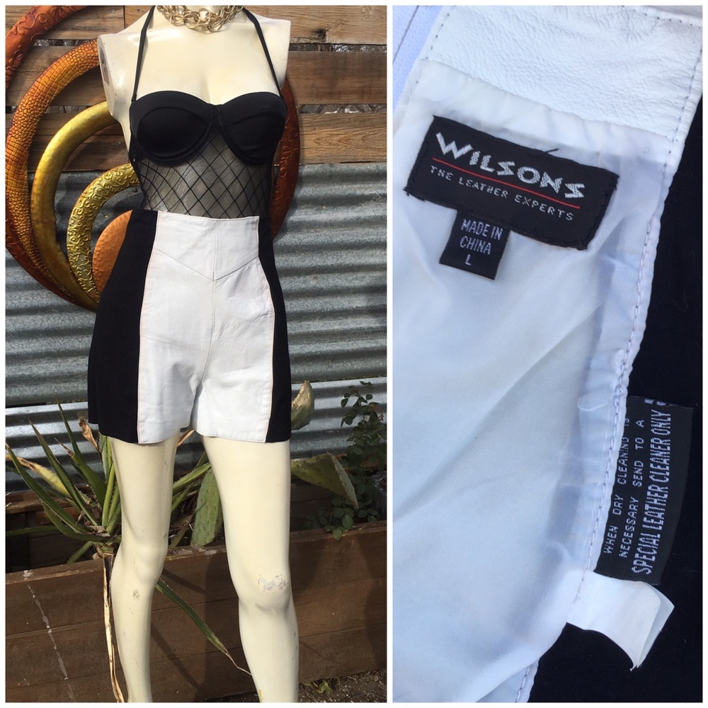 Wilsons Leather High Waist Two-Tone Black and White Shorts